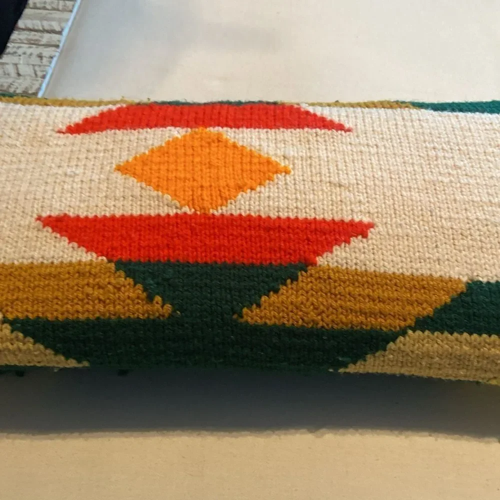 Vintage Crocheted Southwestern Pattern Green gold orange